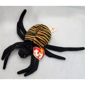 Ty Beanie Baby Spinner the Spider Black and Orange Plush Tag Error CR83